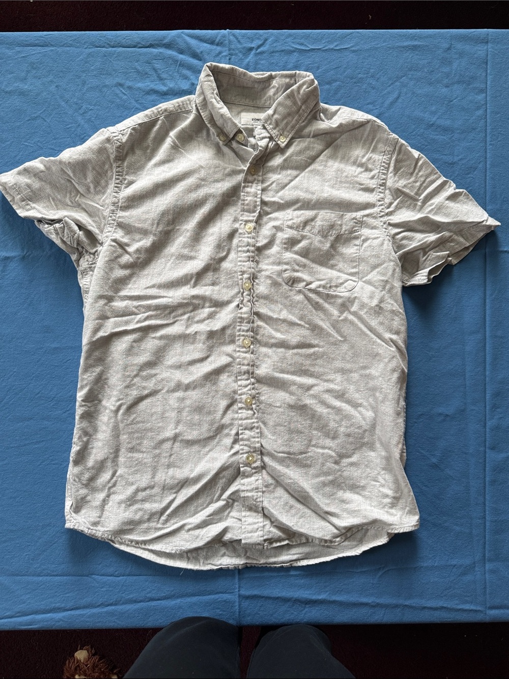 Sonoma Light Gray Short-Sleeve Button-Down Shirt
